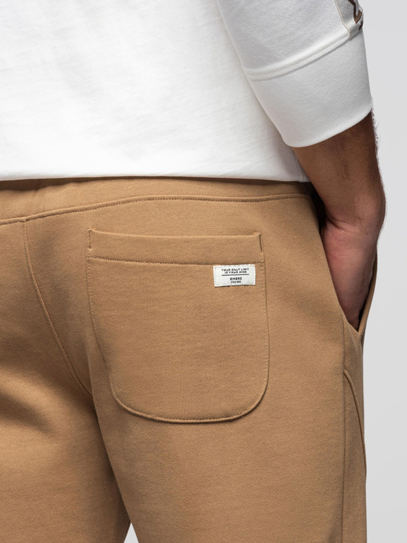 Ombre Clothing Pánske tepláky BASIC jogger so žebrovanou nohavicou - hnedé V2 OM-PABS-0305 Ombre Clothing