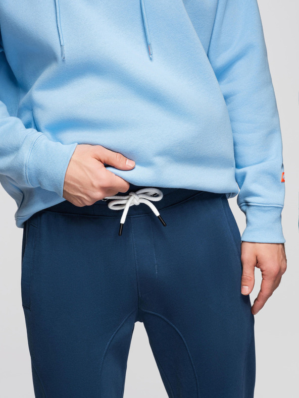 Ombre Clothing Pánske tepláky BASIC jogger s rebrovanou nohavicou - tmavo modré V4 OM-PABS-0305 Ombre Clothing