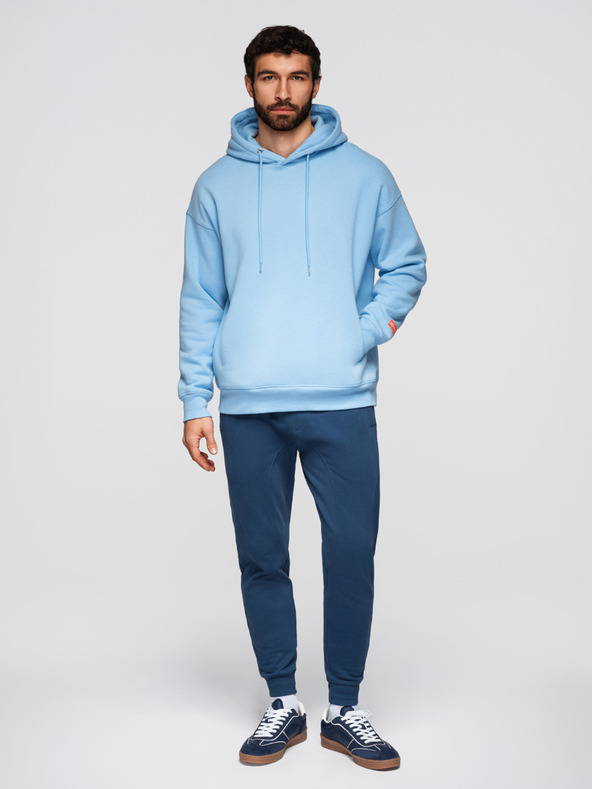 Ombre Clothing Pánske tepláky BASIC jogger s rebrovanou nohavicou - tmavo modré V4 OM-PABS-0305 Ombre Clothing
