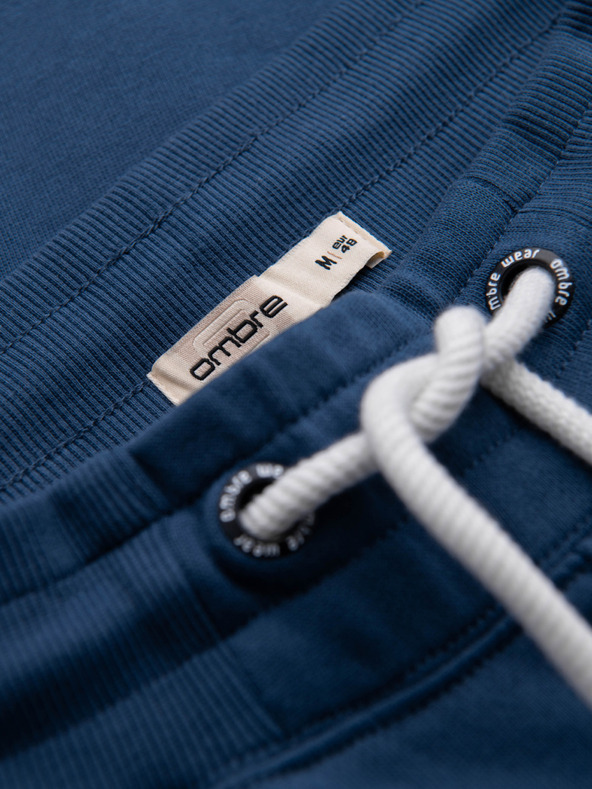 Ombre Clothing Pánske tepláky BASIC jogger s rebrovanou nohavicou - tmavo modré V4 OM-PABS-0305 Ombre Clothing