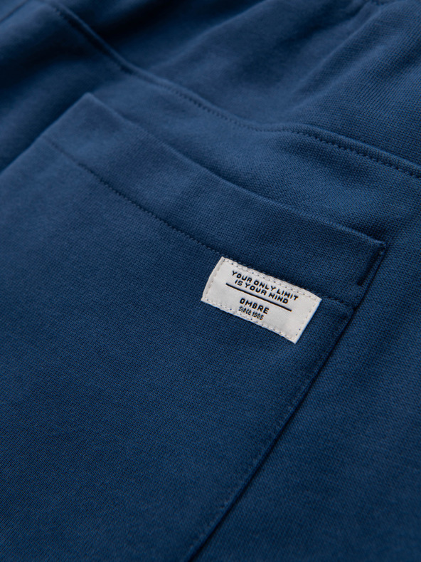Ombre Clothing Pánske tepláky BASIC jogger s rebrovanou nohavicou - tmavo modré V4 OM-PABS-0305 Ombre Clothing