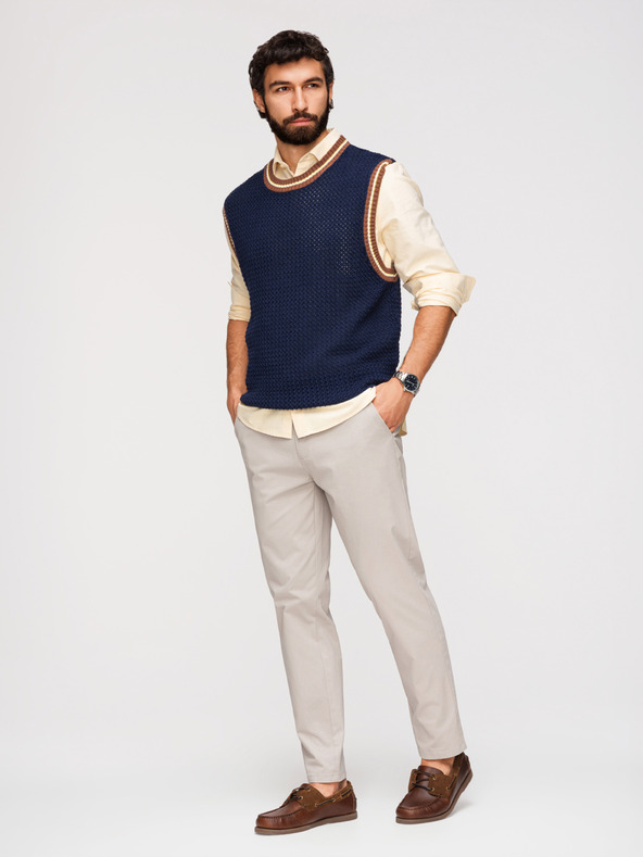 Ombre Clothing Pánske nohavice chino REGULAR FIT - béžové V2 OM-PACP-0293 Ombre Clothing