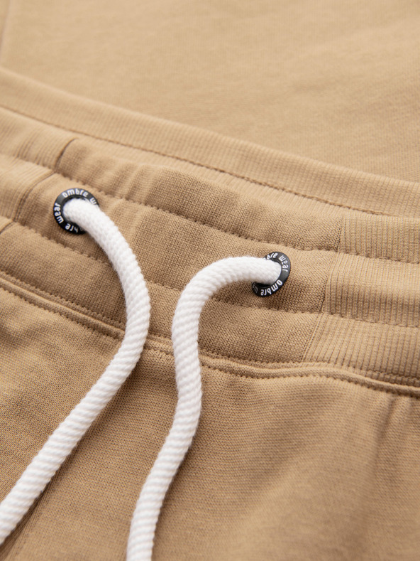 Ombre Clothing Pánske bavlnené tepláky BASIC s nepodšitou nohavicou - hnedé V2 OM-PABS-0304 Ombre Clothing