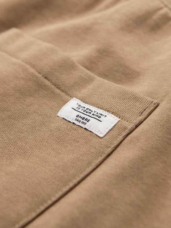 Ombre Clothing Pánske bavlnené tepláky BASIC s nepodšitou nohavicou - hnedé V2 OM-PABS-0304 Ombre Clothing
