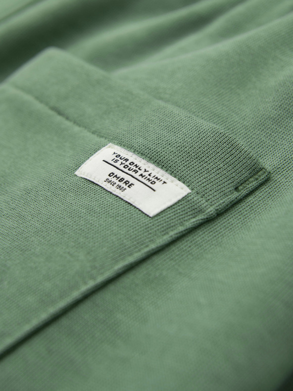 Ombre Clothing Pánske bavlnené tepláky BASIC s nepodšitou nohavicou - zelené V3 OM-PABS-0304 Ombre Clothing