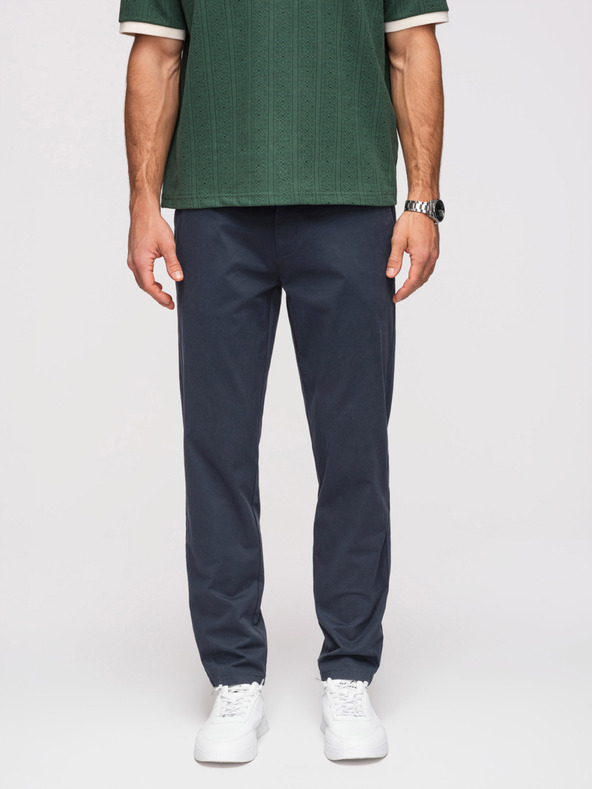Ombre Clothing Pánske pevné nohavice chino REGULAR FIT - tmavomodré V4 OM-PACP-0293 Ombre Clothing