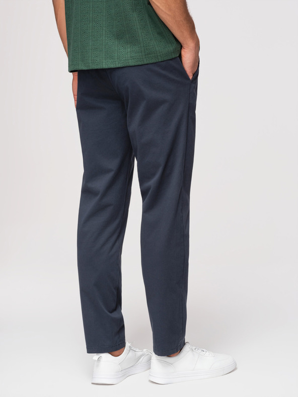 Ombre Clothing Pánske pevné nohavice chino REGULAR FIT - tmavomodré V4 OM-PACP-0293 Ombre Clothing