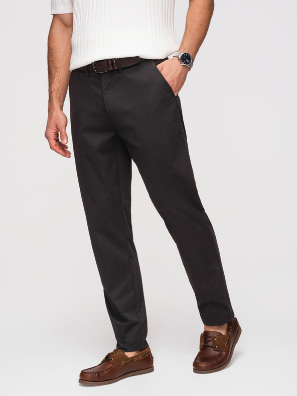 Ombre Clothing Pánske nohavice chino REGULAR FIT - čierne V5 OM-PACP-0293 Ombre Clothing