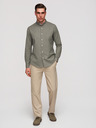 Ombre Clothing Pánska plátená košeľa so stojačekom a vreckom REGULAR FIT - khaki V6 K704 Ombre Clothing