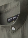 Ombre Clothing Pánska plátená košeľa so stojačekom a vreckom REGULAR FIT - khaki V6 K704 Ombre Clothing