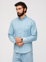 Ombre Clothing Pánska bavlnená košeľa z jemného denima so vzorom - svetlo modrá V1 K702 Ombre Clothing
