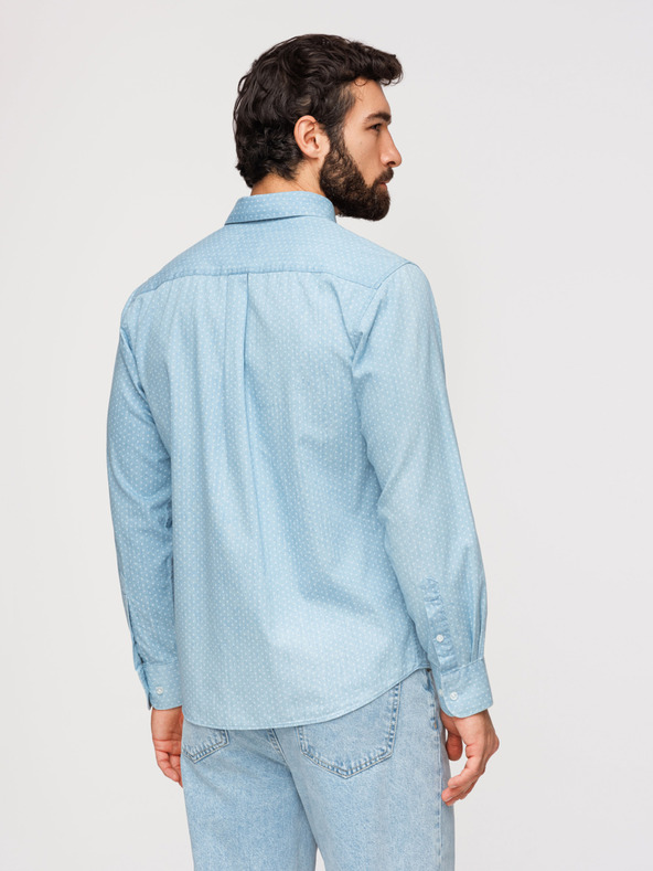 Ombre Clothing Pánska bavlnená košeľa z jemného denima so vzorom - svetlo modrá V1 K702 Ombre Clothing