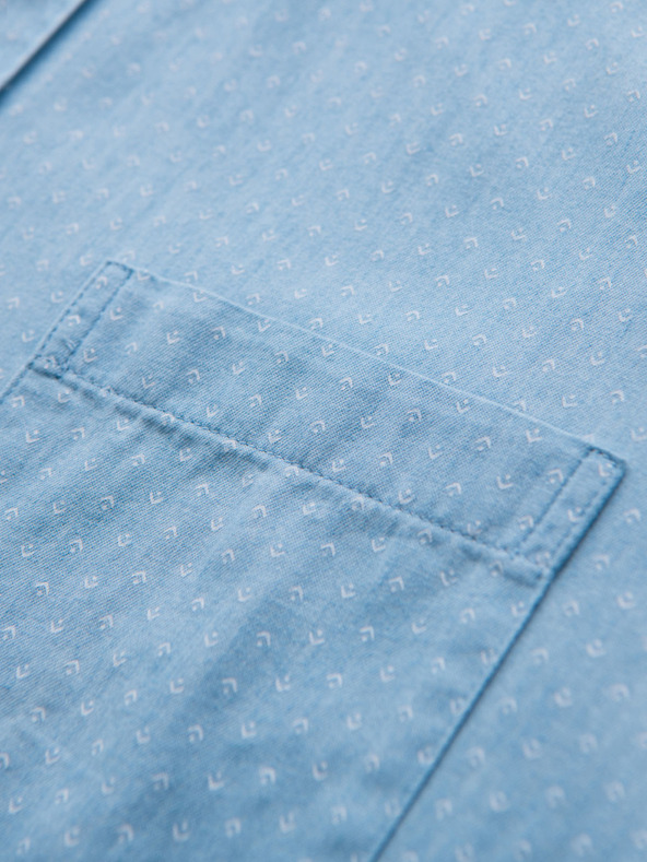 Ombre Clothing Pánska bavlnená košeľa z jemného denima so vzorom - svetlo modrá V1 K702 Ombre Clothing