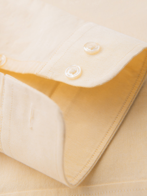 Ombre Clothing Pastelová bavlnená pánska košeľa oxford - svetlo žltá V3 K705 Ombre Clothing