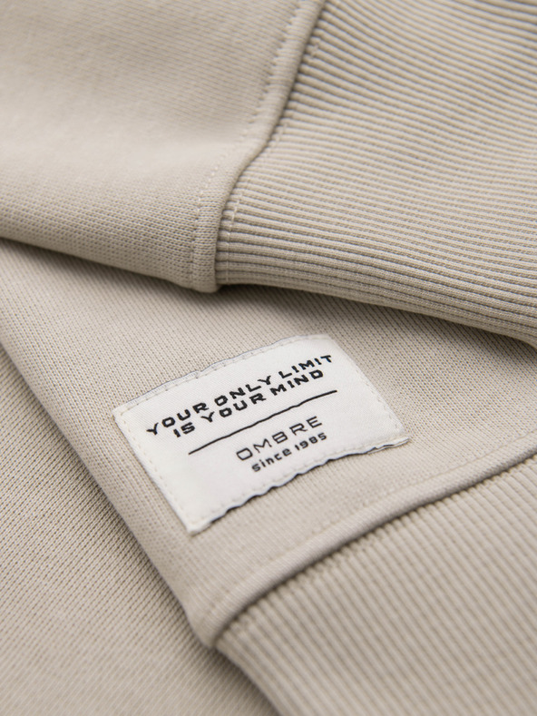 Ombre Clothing Pánska mikina BASIC s okrúhlym výstrihom - svetlo béžová Ombre Clothing