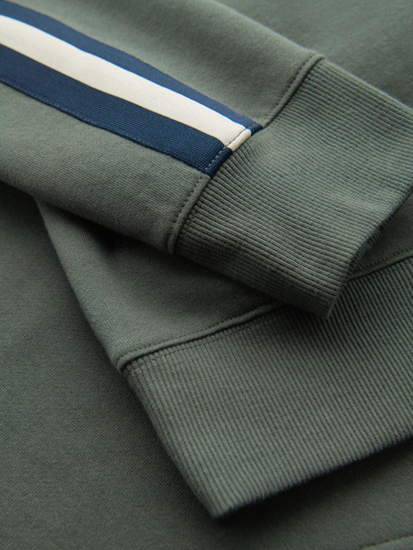 Ombre Clothing Pánska mikina s vysokým golierom a lemovaním - olivová V2 B1718 Ombre Clothing