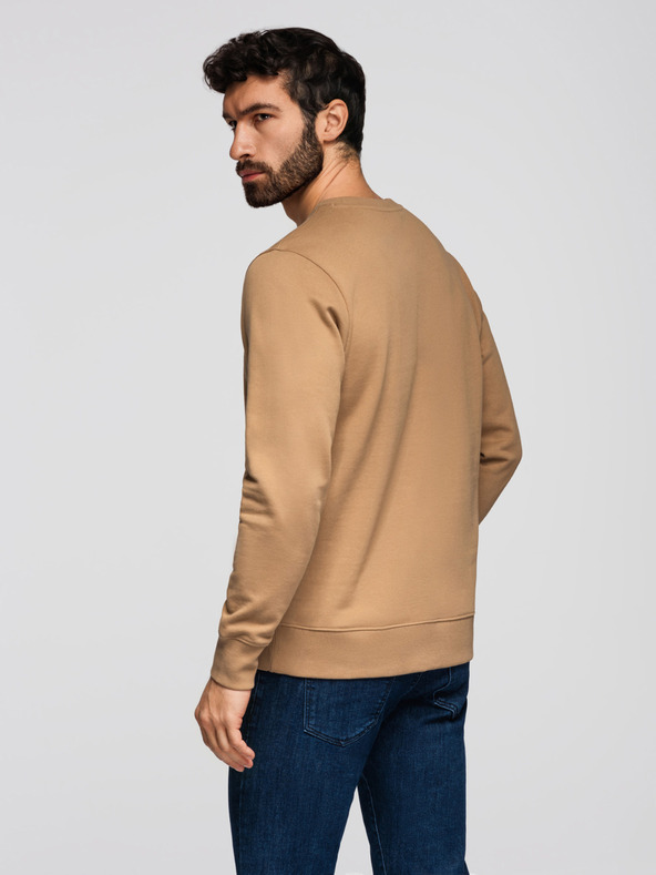 Ombre Clothing Pánska mikina BASIC s okrúhlym výstrihom - hnedá Ombre Clothing