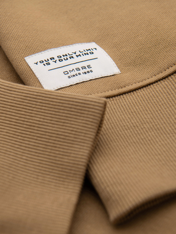 Ombre Clothing Pánska mikina BASIC s okrúhlym výstrihom - hnedá Ombre Clothing