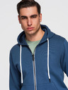 Ombre Clothing Pánska bavlnená mikina BASIC na zips s kapucňou - tmavo modrá V4 OM-SSBZ-0272 Ombre Clothing