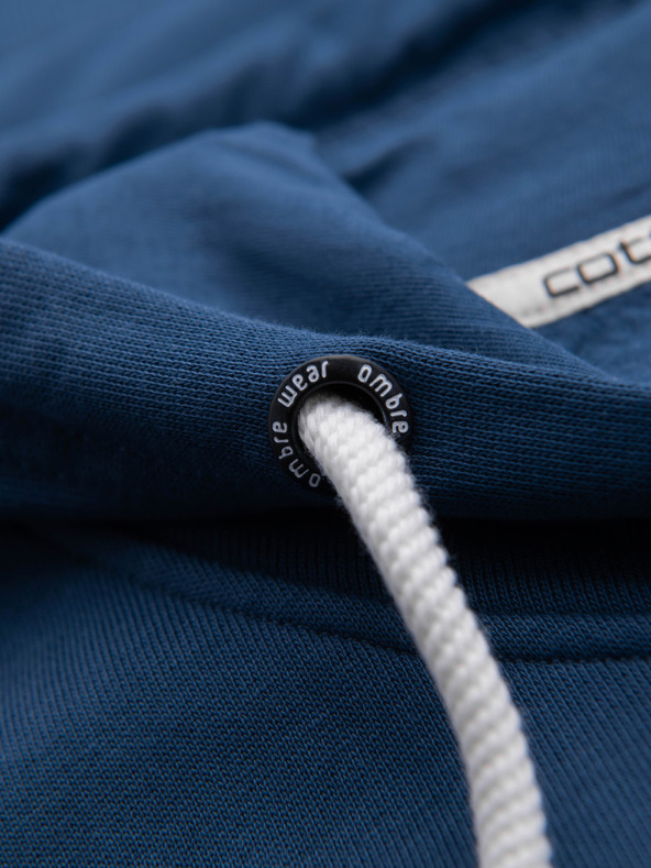 Ombre Clothing Pánska bavlnená mikina BASIC na zips s kapucňou - tmavo modrá V4 OM-SSBZ-0272 Ombre Clothing