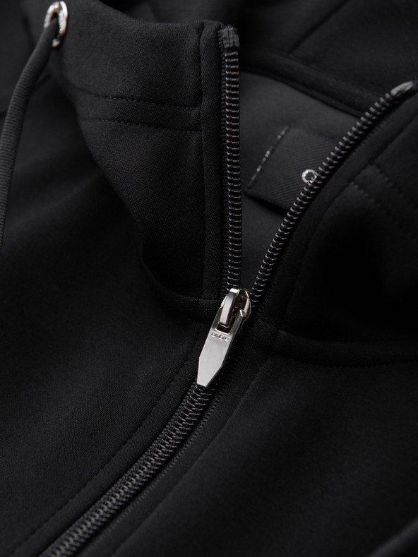 Ombre Clothing Pánska mikina s kapucňou z hladkého úpletu - čierna V1 OM-SZBC-0196 Ombre Clothing