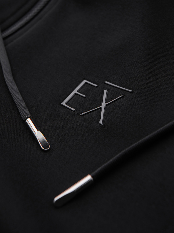 Ombre Clothing Pánska mikina s kapucňou z hladkého úpletu - čierna V1 OM-SZBC-0196 Ombre Clothing