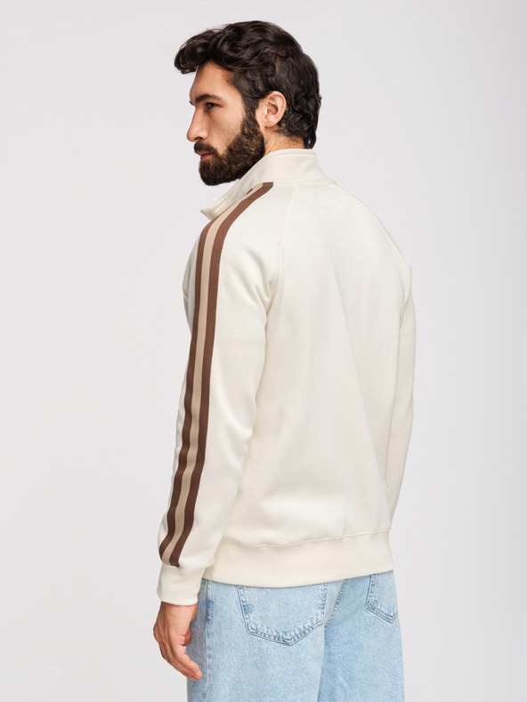 Ombre Clothing Pánska mikina s vysokým golierom a lemovaním - kremová V3 B1718 Ombre Clothing