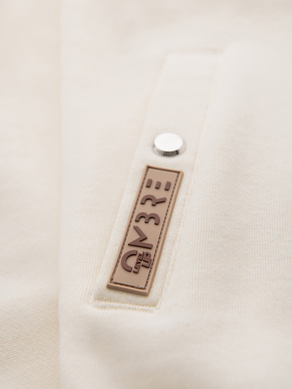 Ombre Clothing Pánska mikina s vysokým golierom a lemovaním - kremová V3 B1718 Ombre Clothing