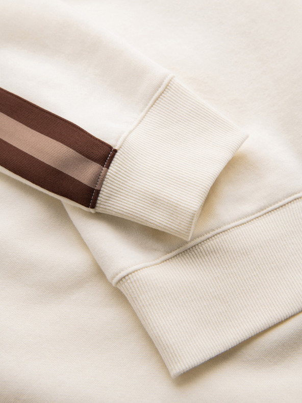 Ombre Clothing Pánska mikina s vysokým golierom a lemovaním - kremová V3 B1718 Ombre Clothing