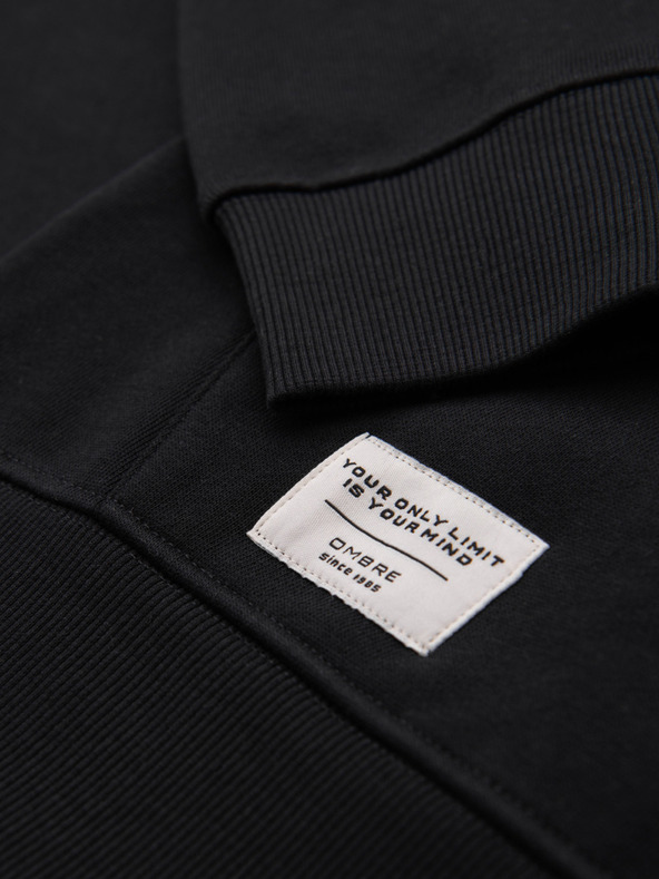 Ombre Clothing Pánska bavlnená mikina BASIC klokanka s kapucňou - čierna Ombre Clothing