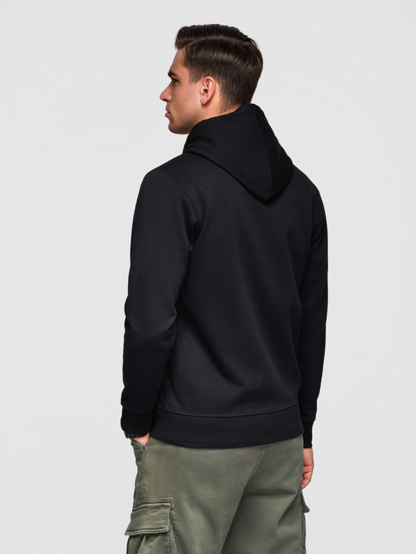 Ombre Clothing Pánska bavlnená elastická mikina BASIC s kapucňou - čierna V5 OM-SSBZ-0272 Ombre Clothing