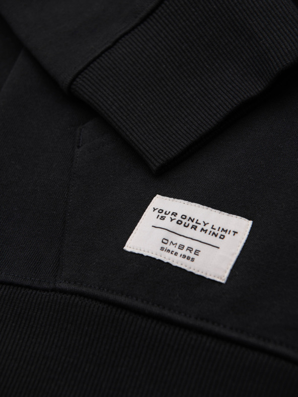 Ombre Clothing Pánska bavlnená elastická mikina BASIC s kapucňou - čierna V5 OM-SSBZ-0272 Ombre Clothing