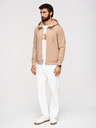 Ombre Clothing Pánska mikina bez gombíkov z hladkého úpletu - béžová V3 OM-SZBC-0196 Ombre Clothing