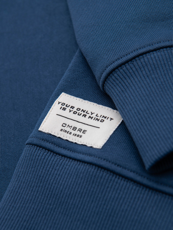 Ombre Clothing Pánska mikina BASIC s okrúhlym výstrihom - tmavě modrá Ombre Clothing