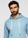 Ombre Clothing Pánska bavlnená mikina BASIC klokanová s kapucňou - modrá Ombre Clothing