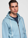 Ombre Clothing Pánska bavlnená elastická mikina BASIC s kapucňou - modrá V7 OM-SSBZ-0272 Ombre Clothing