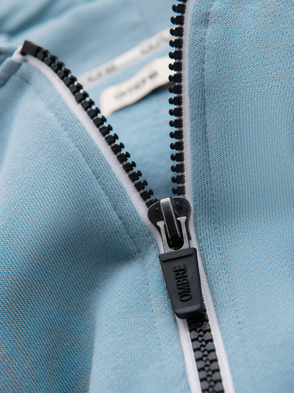 Ombre Clothing Pánska bavlnená elastická mikina BASIC s kapucňou - modrá V7 OM-SSBZ-0272 Ombre Clothing