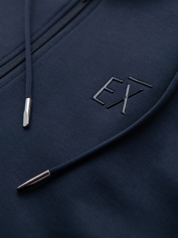 Ombre Clothing Pánska mikina s kapucňou z hladkého úpletu - tmavě modrá V4 OM-SZBC-0196 Ombre Clothing