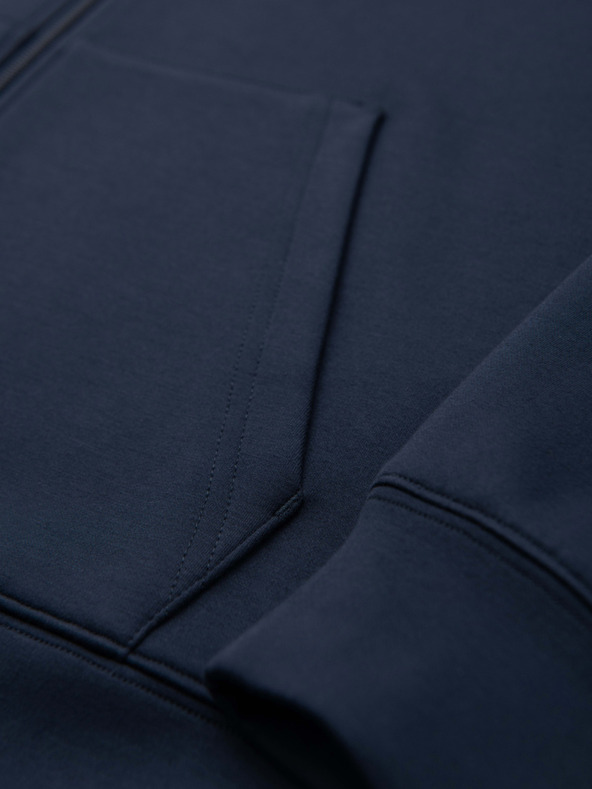 Ombre Clothing Pánska mikina s kapucňou z hladkého úpletu - tmavě modrá V4 OM-SZBC-0196 Ombre Clothing