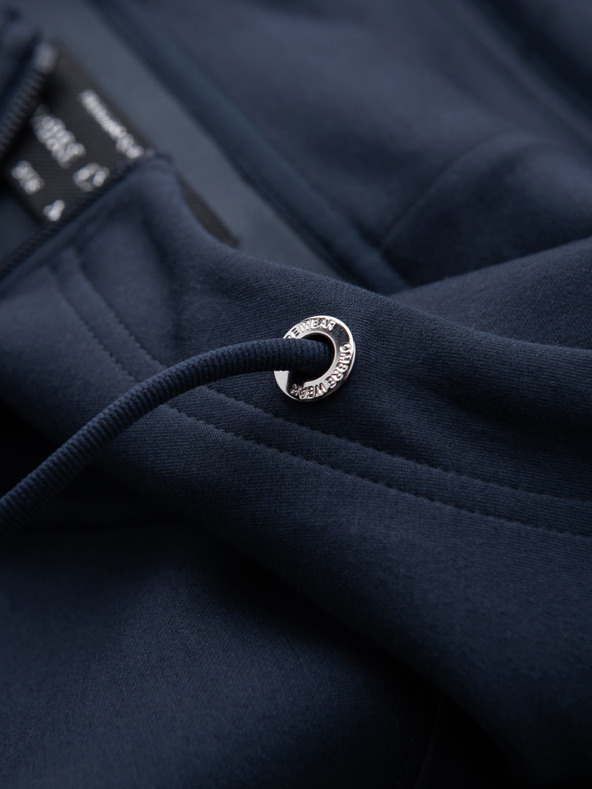 Ombre Clothing Pánska mikina s kapucňou z hladkého úpletu - tmavě modrá V4 OM-SZBC-0196 Ombre Clothing