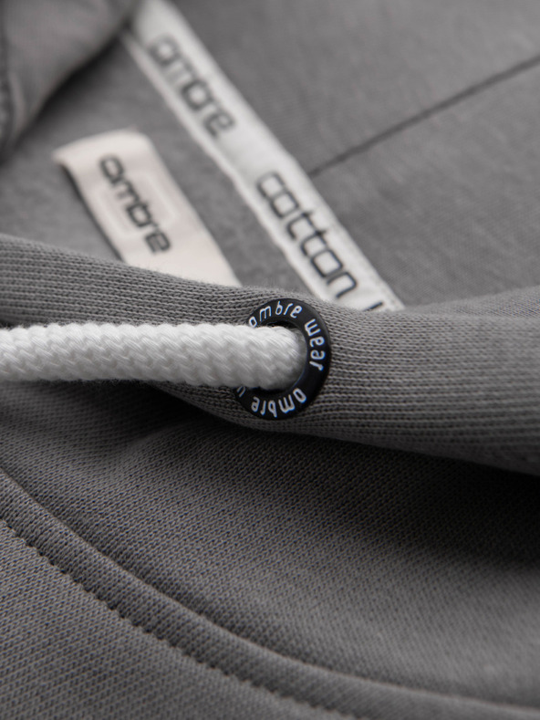 Ombre Clothing Pánska bavlnená klokanová mikina BASIC s kapucňou - sivá Ombre Clothing