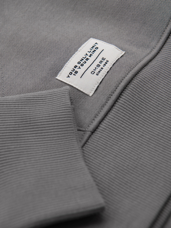 Ombre Clothing Pánska bavlnená klokanová mikina BASIC s kapucňou - sivá Ombre Clothing