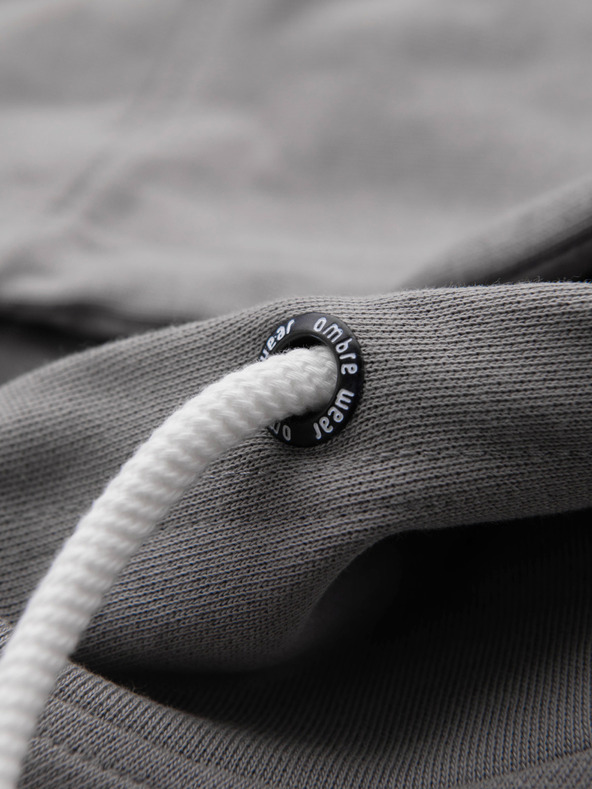 Ombre Clothing Pánska bavlnená mikina BASIC s kapucňou na zips - sivá V8 OM-SSBZ-0272 Ombre Clothing