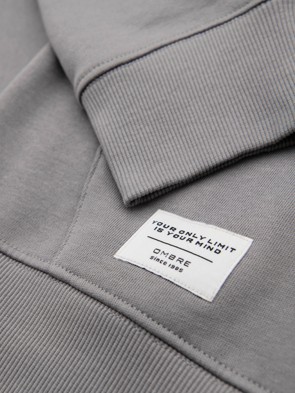 Ombre Clothing Pánska bavlnená mikina BASIC s kapucňou na zips - sivá V8 OM-SSBZ-0272 Ombre Clothing