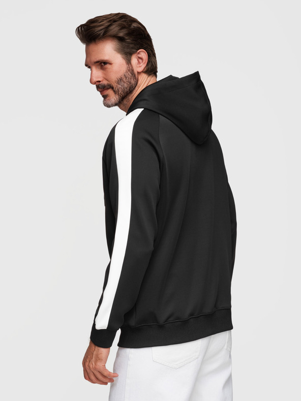 Ombre Clothing Pánska mikina na zips s kapucňou a lemovaním - čierna V1 B1717 Ombre Clothing