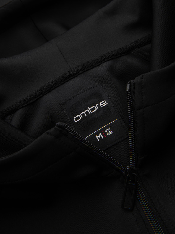 Ombre Clothing Pánska mikina na zips s kapucňou a lemovaním - čierna V1 B1717 Ombre Clothing