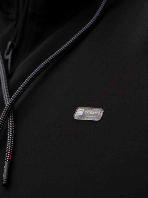 Ombre Clothing Pánska mikina na zips s kapucňou a lemovaním - čierna V1 B1717 Ombre Clothing