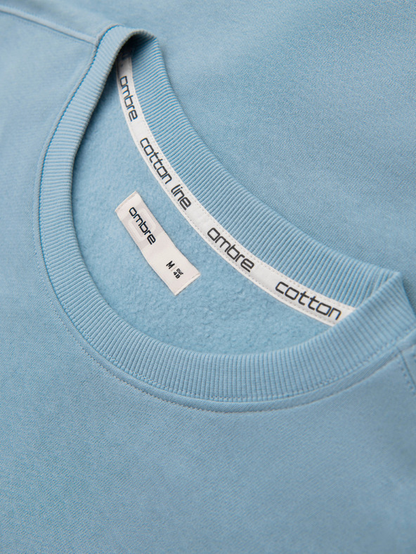 Ombre Clothing Pánska mikina BASIC s okrúhlym výstrihom - modrá Ombre Clothing