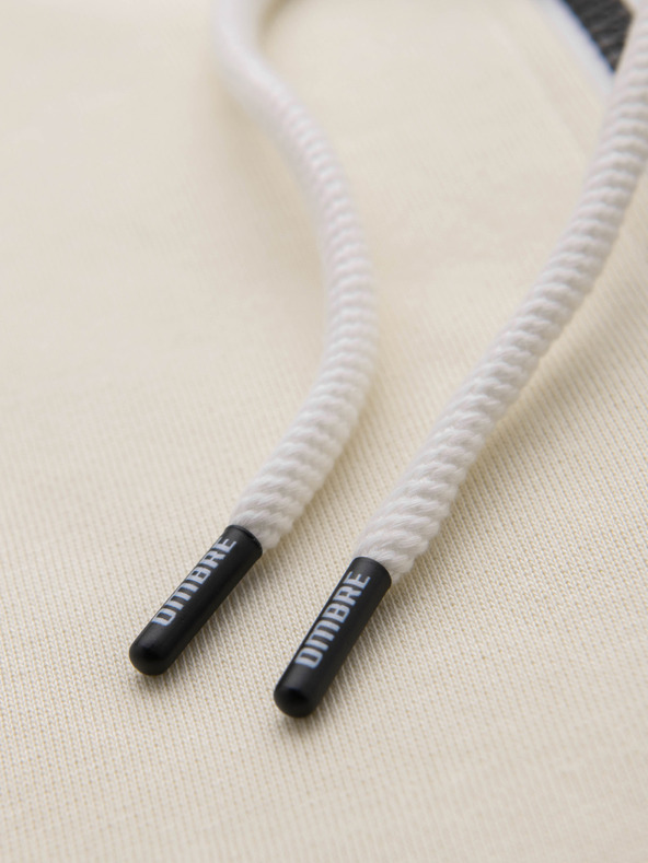 Ombre Clothing Pánska bavlnená elastická mikina s kapucňou BASIC - krémová V11 OM-SSBZ-0272 Ombre Clothing