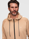 Ombre Clothing Pánska mikina s kapucňou bez gombíkov a lemovaním - béžová V4 B1717 Ombre Clothing